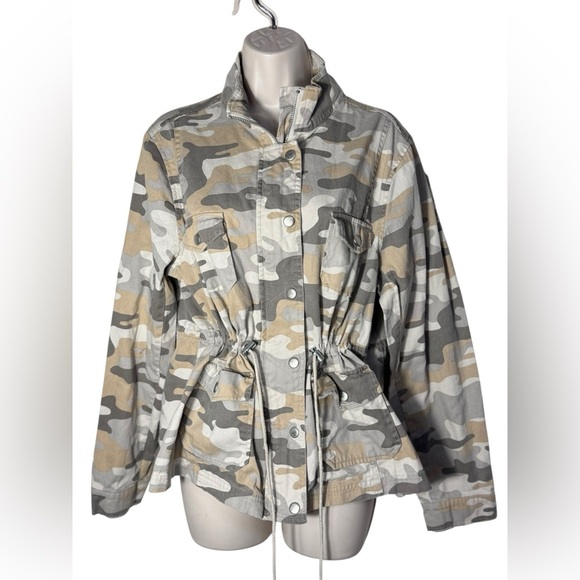 BKE BUCKLE WOMEN'S 100% COTTON DRAWSTRINGS CAMO FIELD JACKET COAT MILITARY TOP~L - Picture 1 of 14